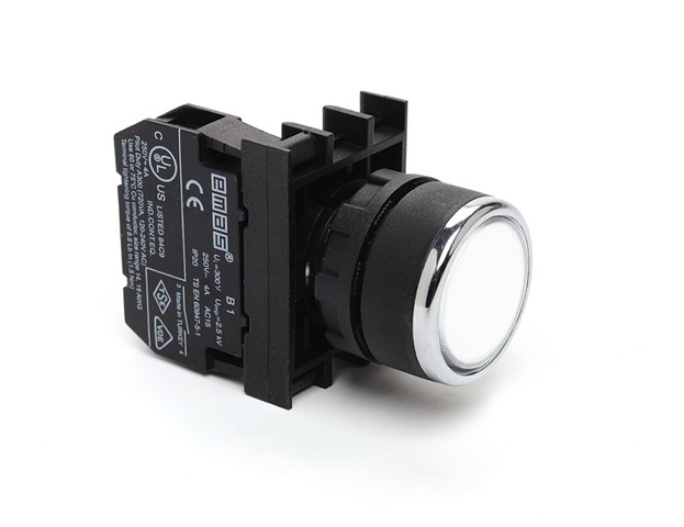 B Series Plastic 1NO Spring Flush White 22 mm Control Unit